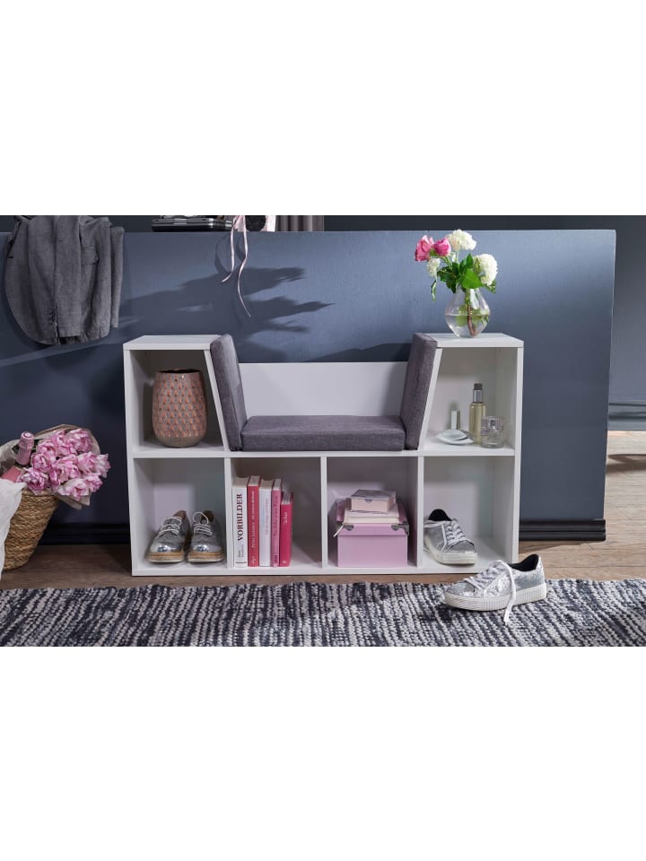KADIMA DESIGN Regal-Sitzbank | Weiß, 101.5x61.5cm, 6 Fächer, Grau günstig kaufen onesize