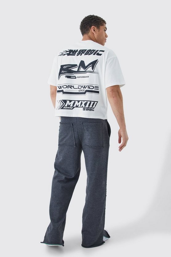 Kastiges Oversize T-Shirt mit Print und Gummi-Etikett