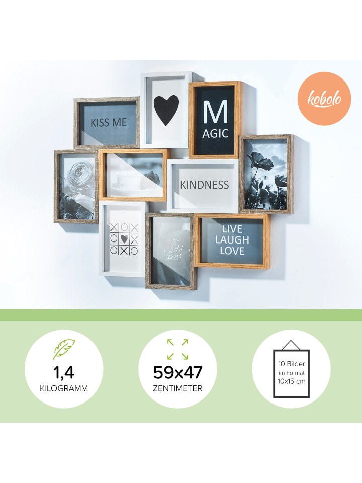 kobolo Bilderrahmen Collage HEART in Braun günstig kaufen onesize