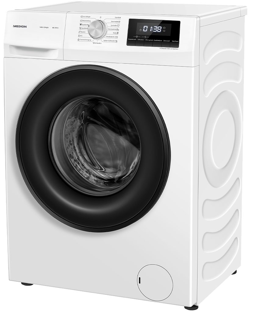 Medion® Waschmaschine MD 37511, 8 kg, 1400 U/min, 15 Waschprogramme, Dampffunktion, Inverter Motor