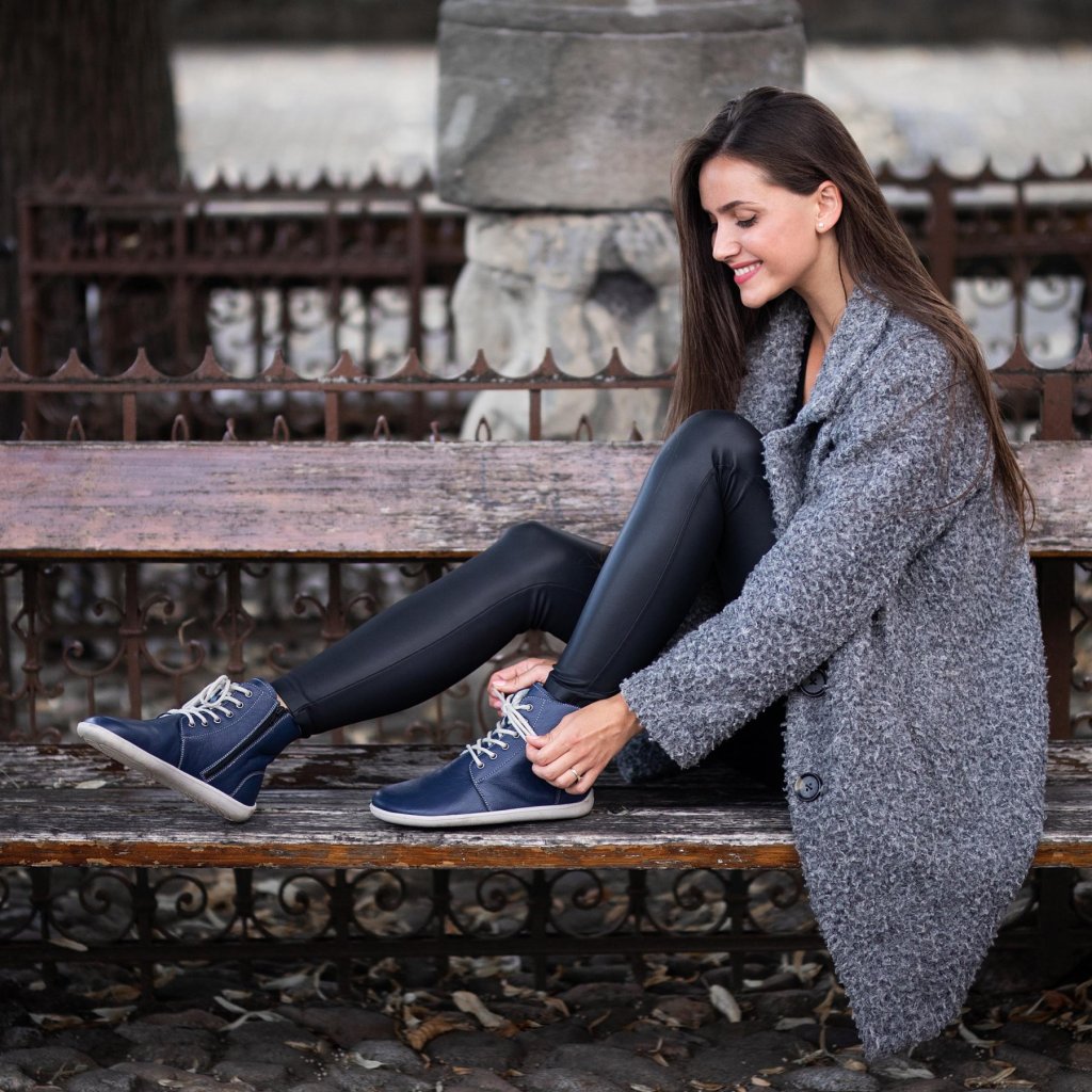 Be Lenka Nord Navy Winterbarfußschuhe