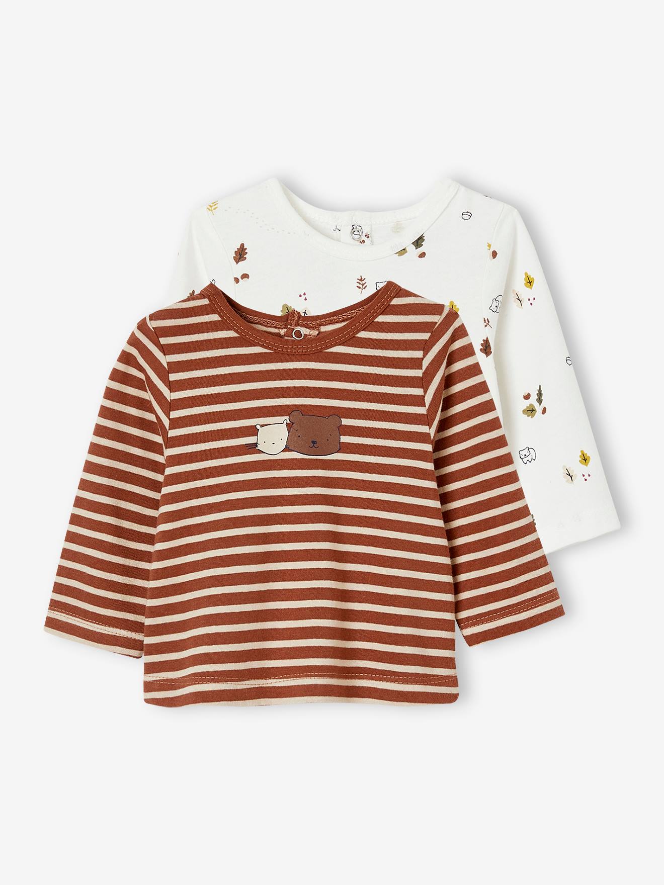 Vertbaudet 2er-Pack Baby Shirts Oeko-Tex - hellbraun