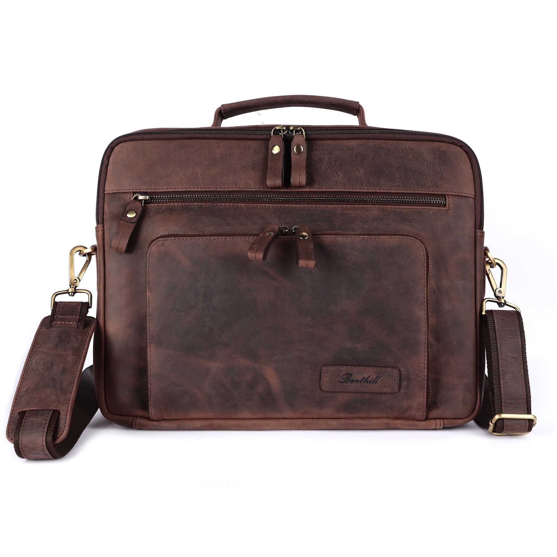 Benthill Aktentasche Echt Leder Laptoptasche Notebooktasche Umhängetasche Laptoptasche, Schultergurt / Umhängegurt Reißverschlussfach
