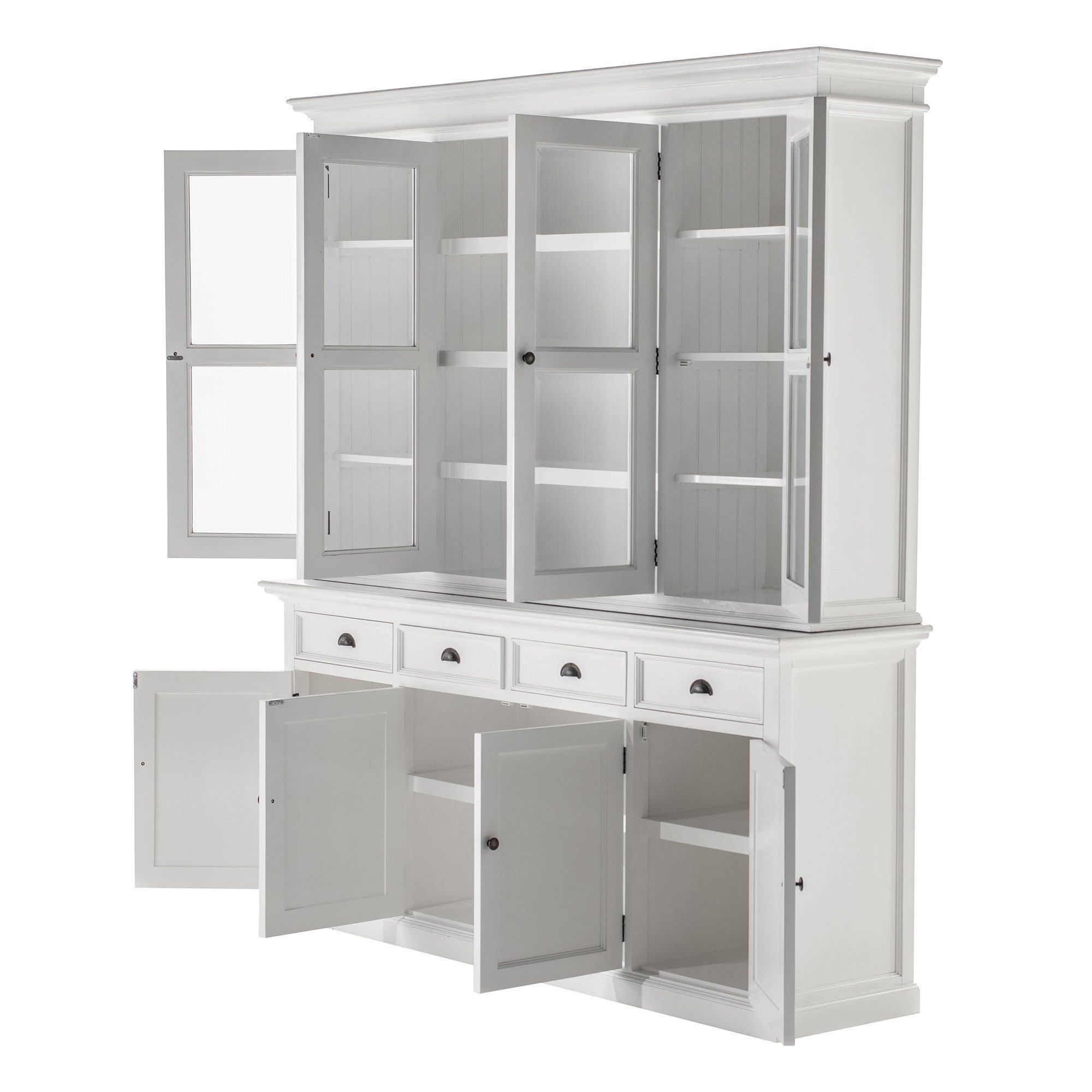 Novasolo Küchenbuffet Halifax Bücherschrank mit 4 Glastüren