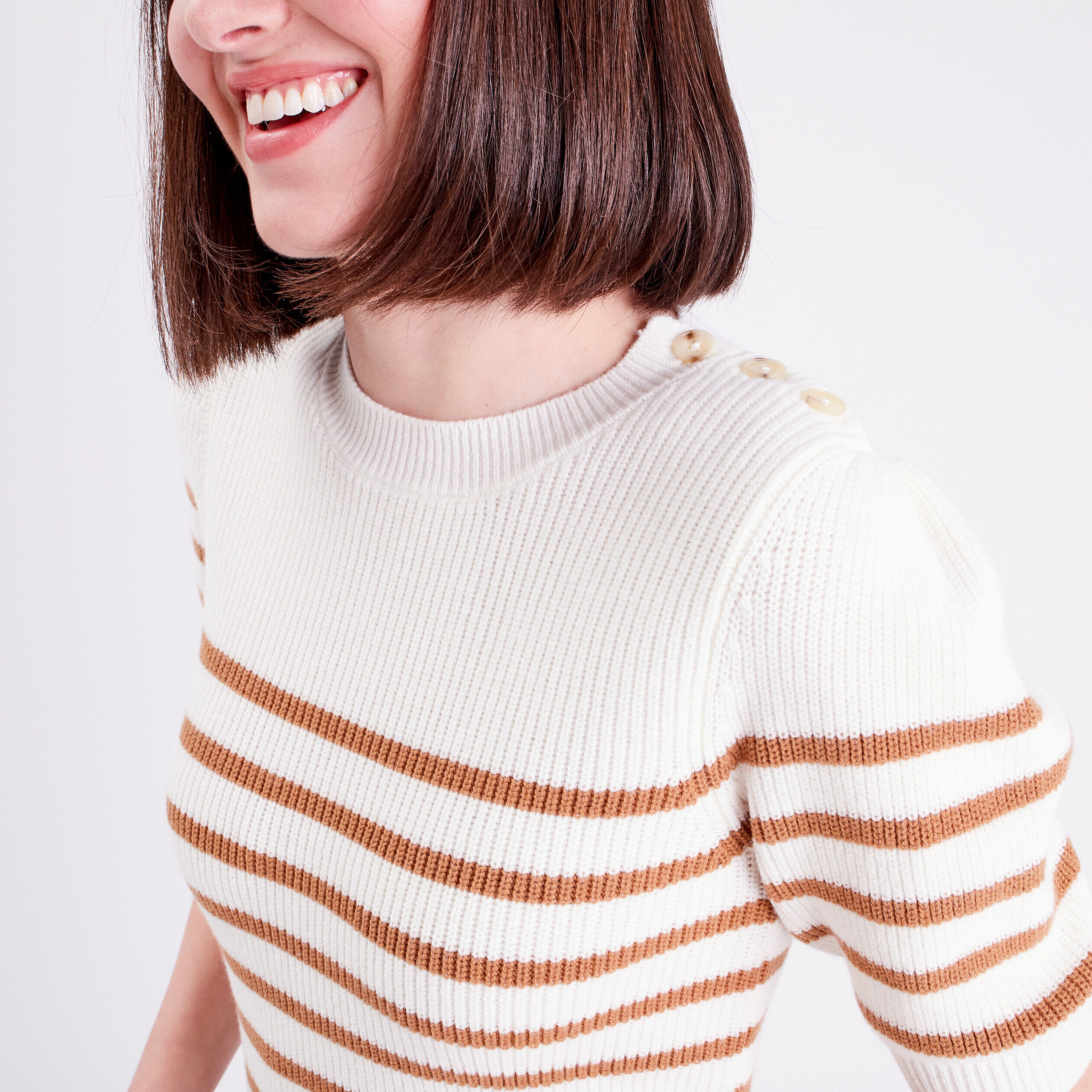 Pull manches courtes ecru femme | Cache Cache