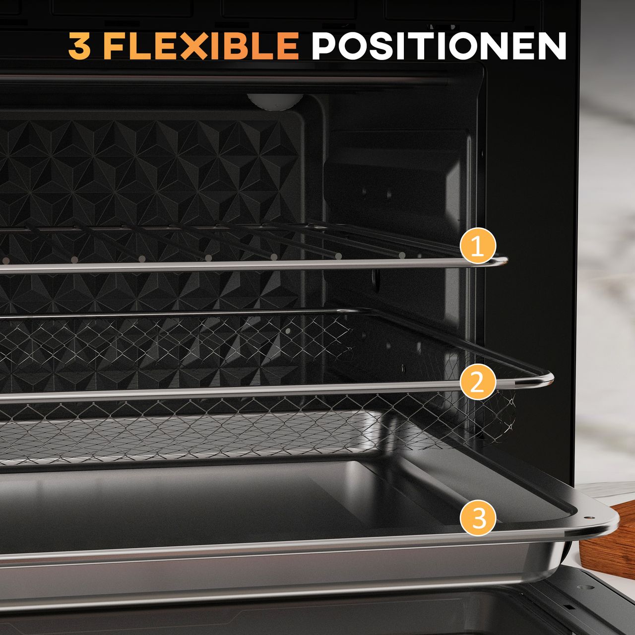 HOMCOM Minibackofen 20L, Pizza-Ofen mit Umluft, Heißluftofen mit Backblech
