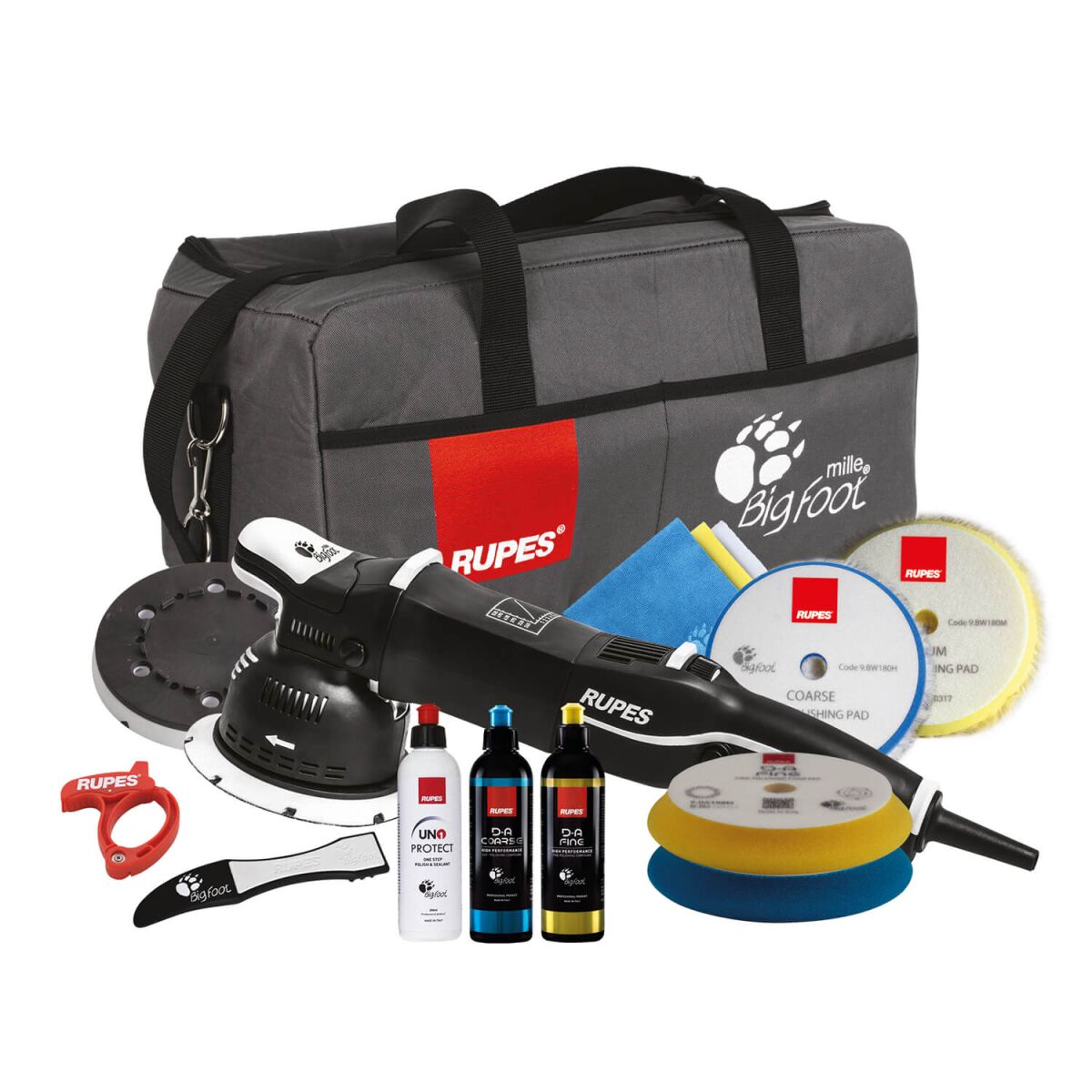 Rupes BigFoot LK 900E Zwangs-Exzenterpoliermaschine Luxus Kit, 16-teilig