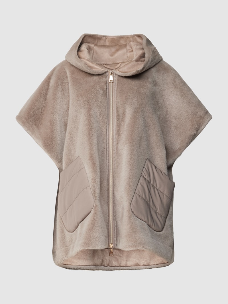 Jacke mit Kunstfell in taupe