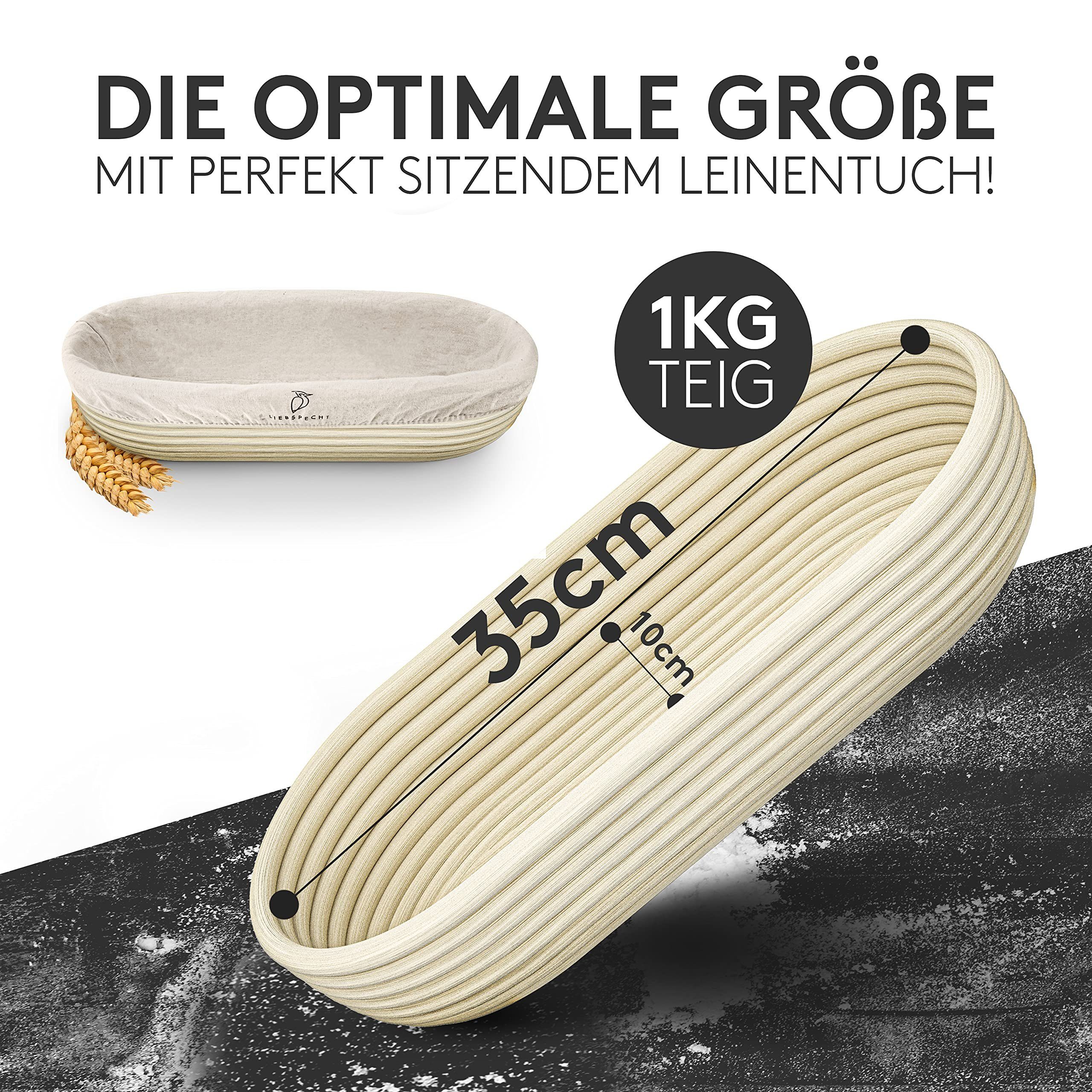 Liebspecht Gärkorb Gärkorb - Peddigrohr mit waschbarem Leineneinsatz, Oval 35cm Rattan & Korb