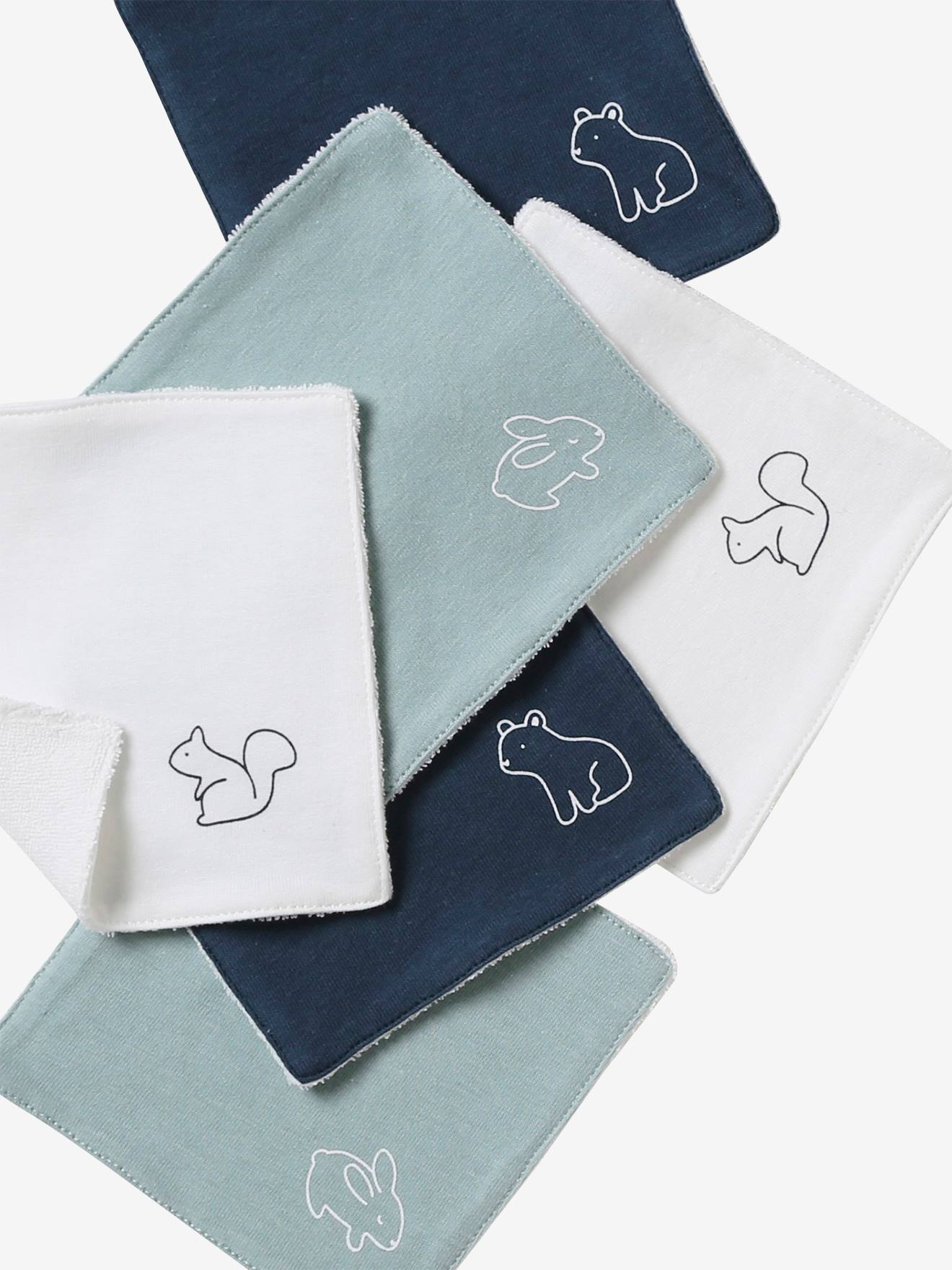 Vertbaudet 6er-Pack Baby Waschlappen - pack graublau waldfreunde