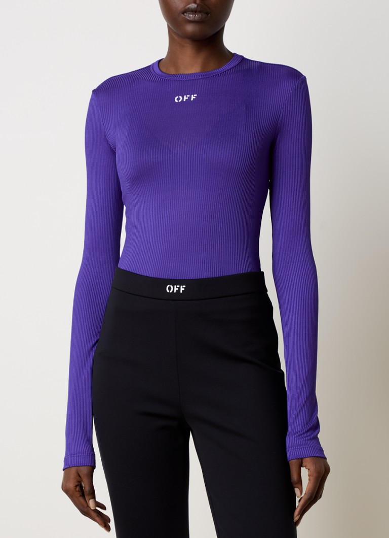 Off-White Off Stamp rebrasti pleteni top dugih rukava s logotipom