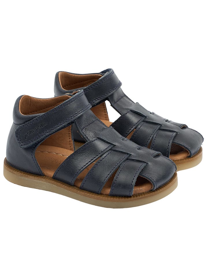 POM POM Leder-Halbsandalen in Dunkelblau günstig kaufen