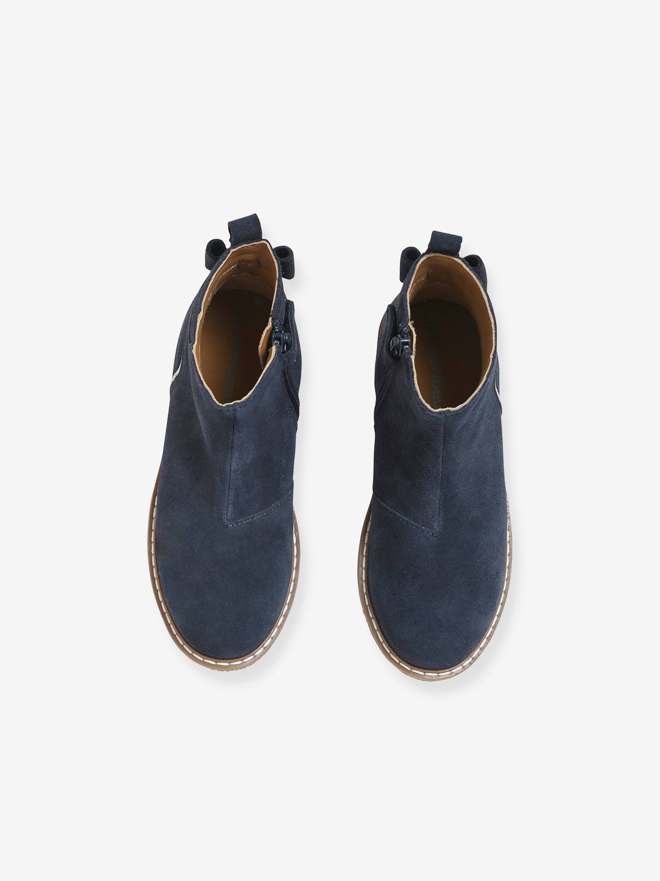 Boots cuir à noeud fille camel