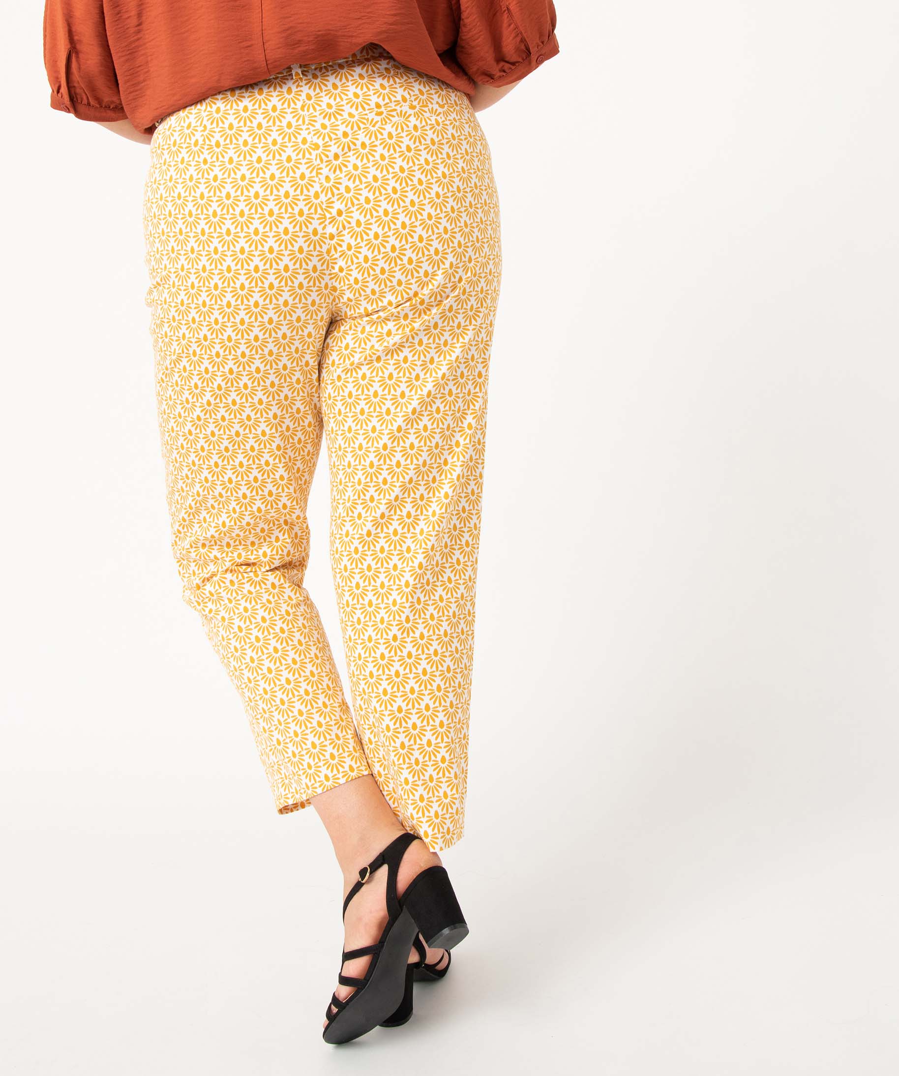 Pantalon femme grande taille extensible à motif imprime | GEMO