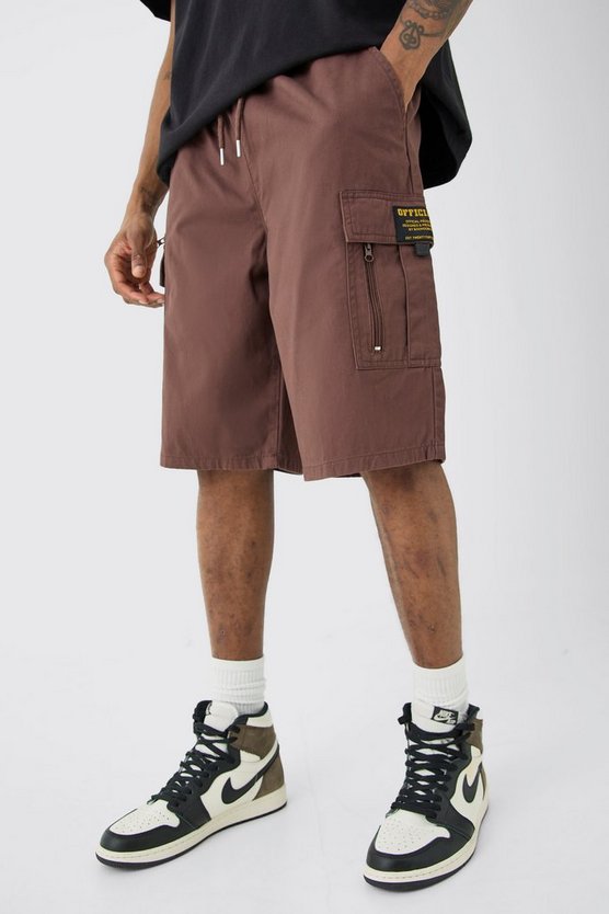 Tall lockere Twill Cargo-Shorts mit Reißverschluss-Detail