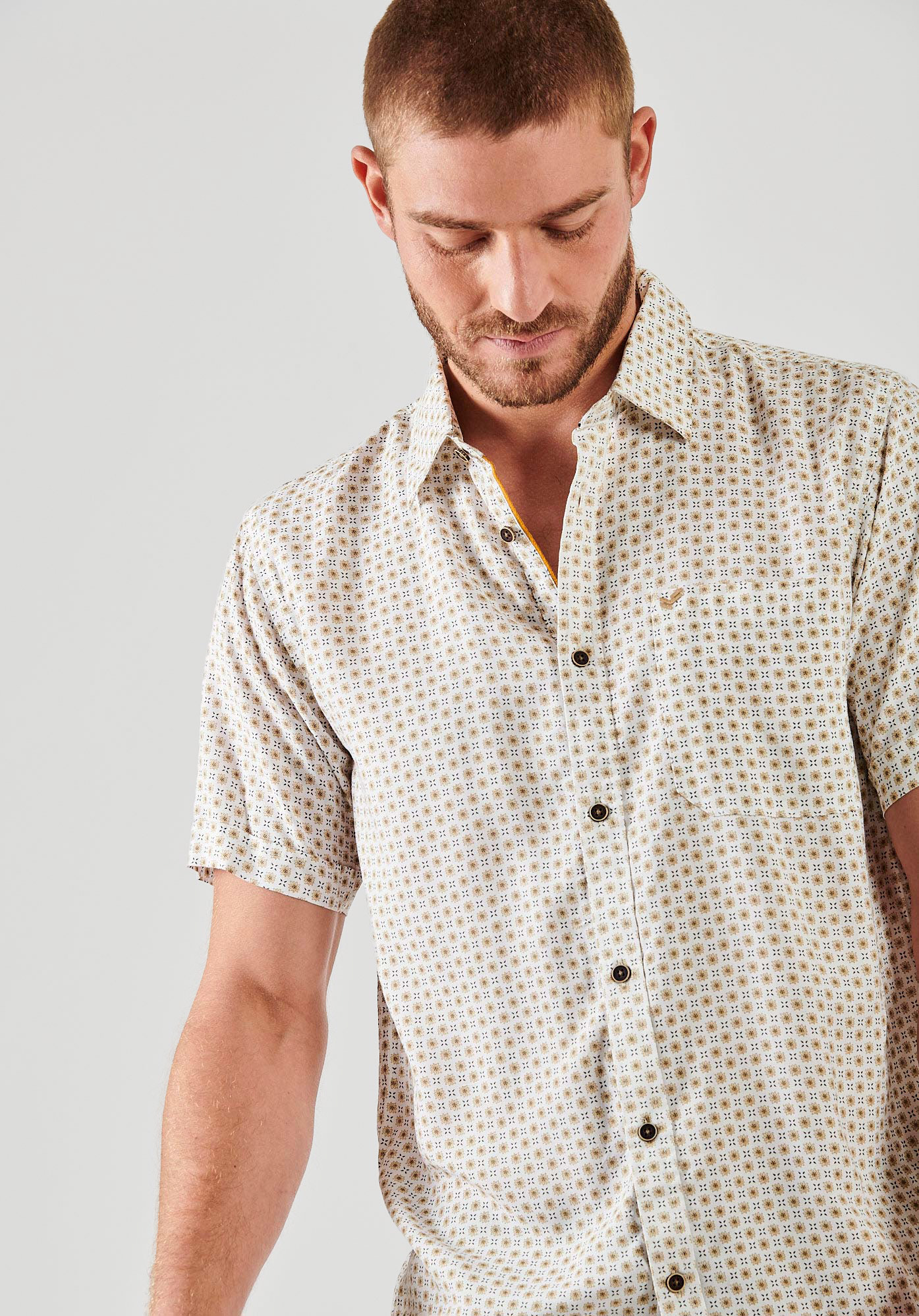 RAVA   Chemise blanche imprimée homme