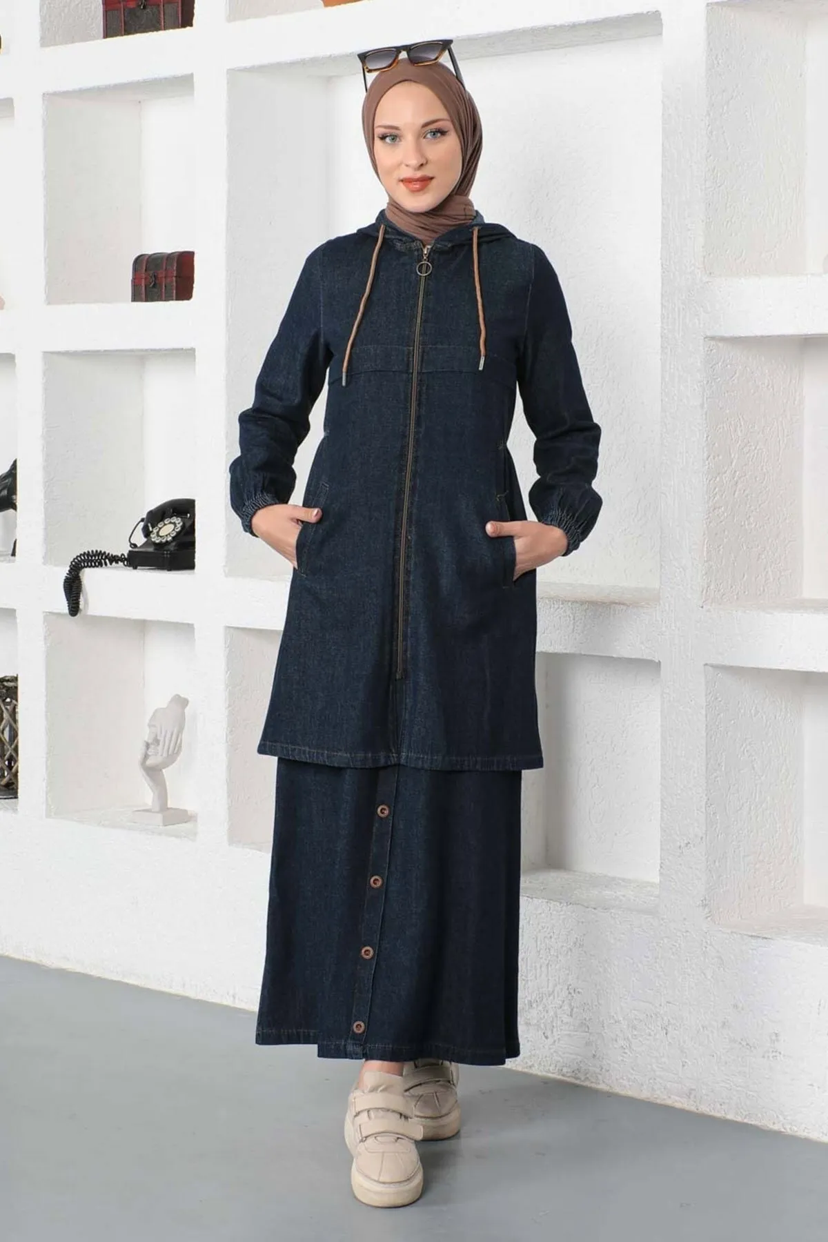 Modamihram  Jeansanzug mit Rock, Dark Denim 19500