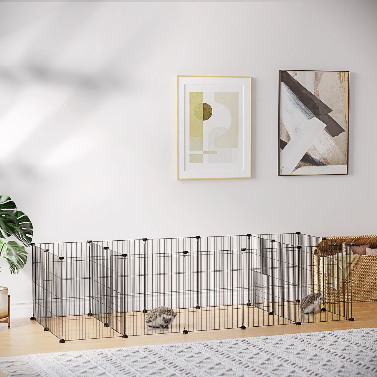 PawHut Kleintierkäfig, Meerschweinchen Gehege DIY Kleintiergehege mit 18 Platten