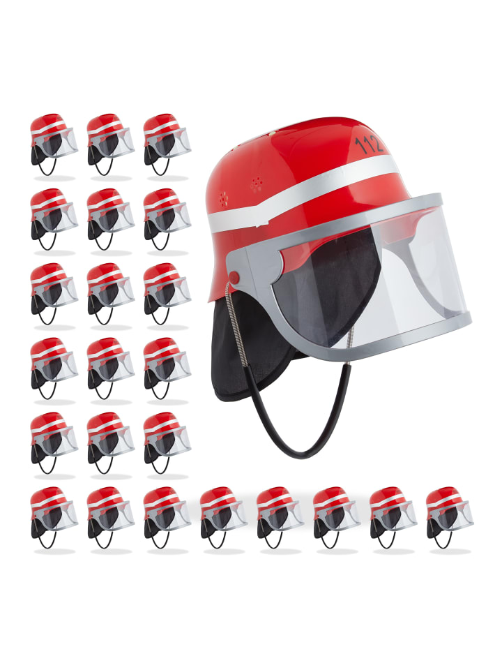 relaxdays 24x Kinder Feuerwehrhelm in Rot günstig kaufen onesize