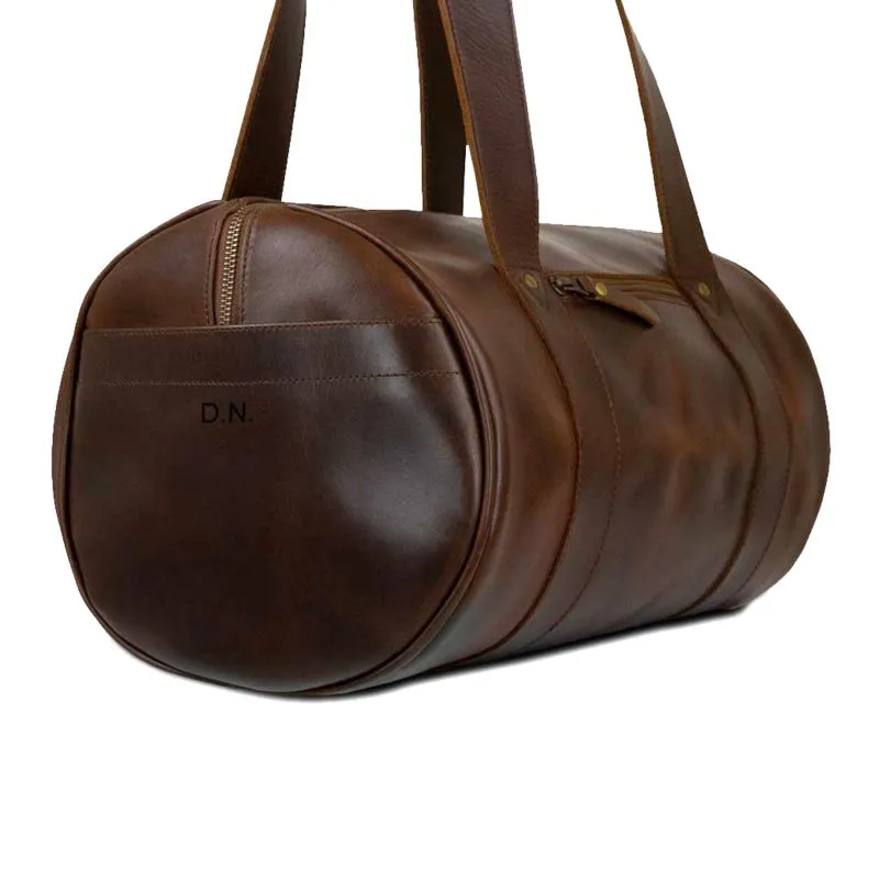 Buckle & Seam Leder Duffle Bag Chap - Braun \/ Dots