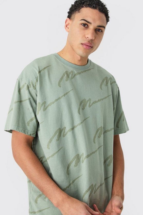 Man Signature Oversize T-Shirt mit Print