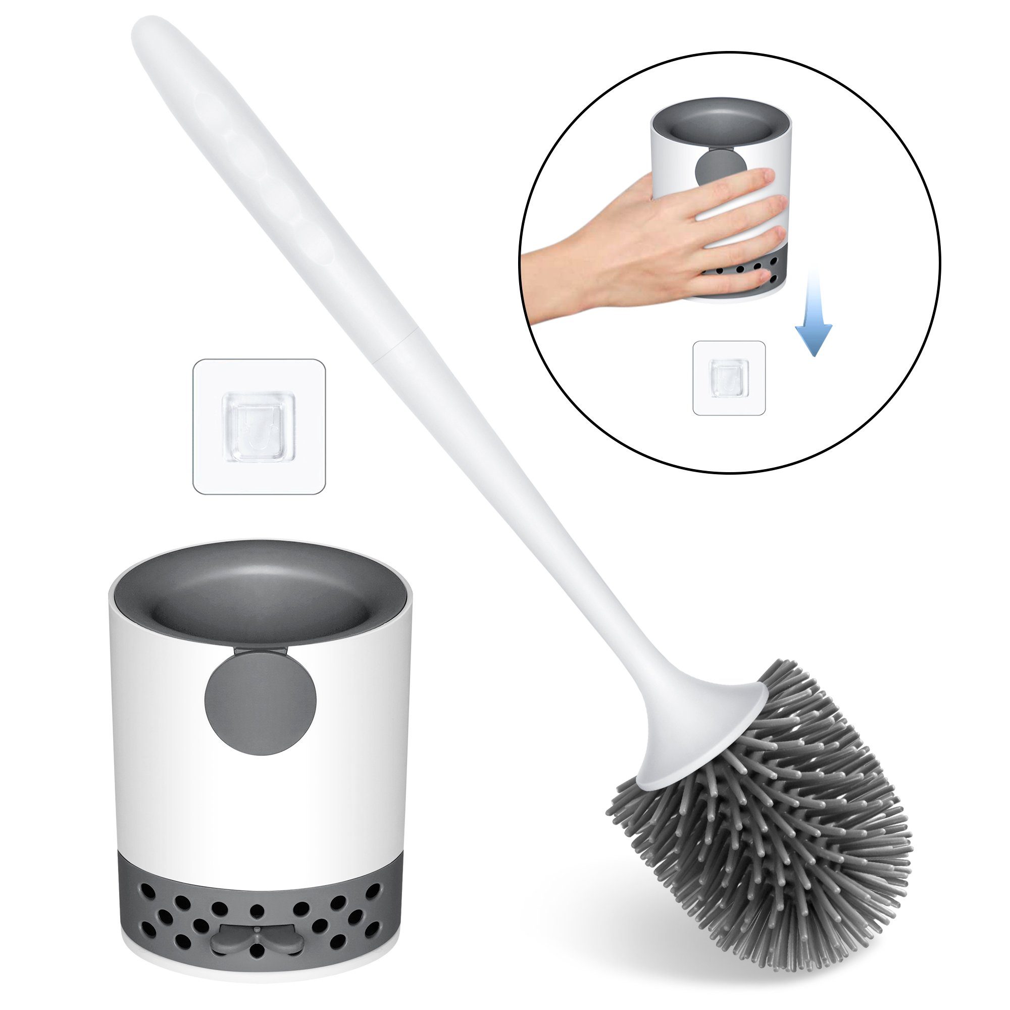 Homewit WC-Reinigungsbürste WC Bürste Toilettenbürste aus Silikon Klobürste mit Halter Set, für Badezimmer oder Gäste-WC, (Set, 1-tlg., Premium Klobürste), mit Antibakteriell ohne Bohren Klobürstenhalter
