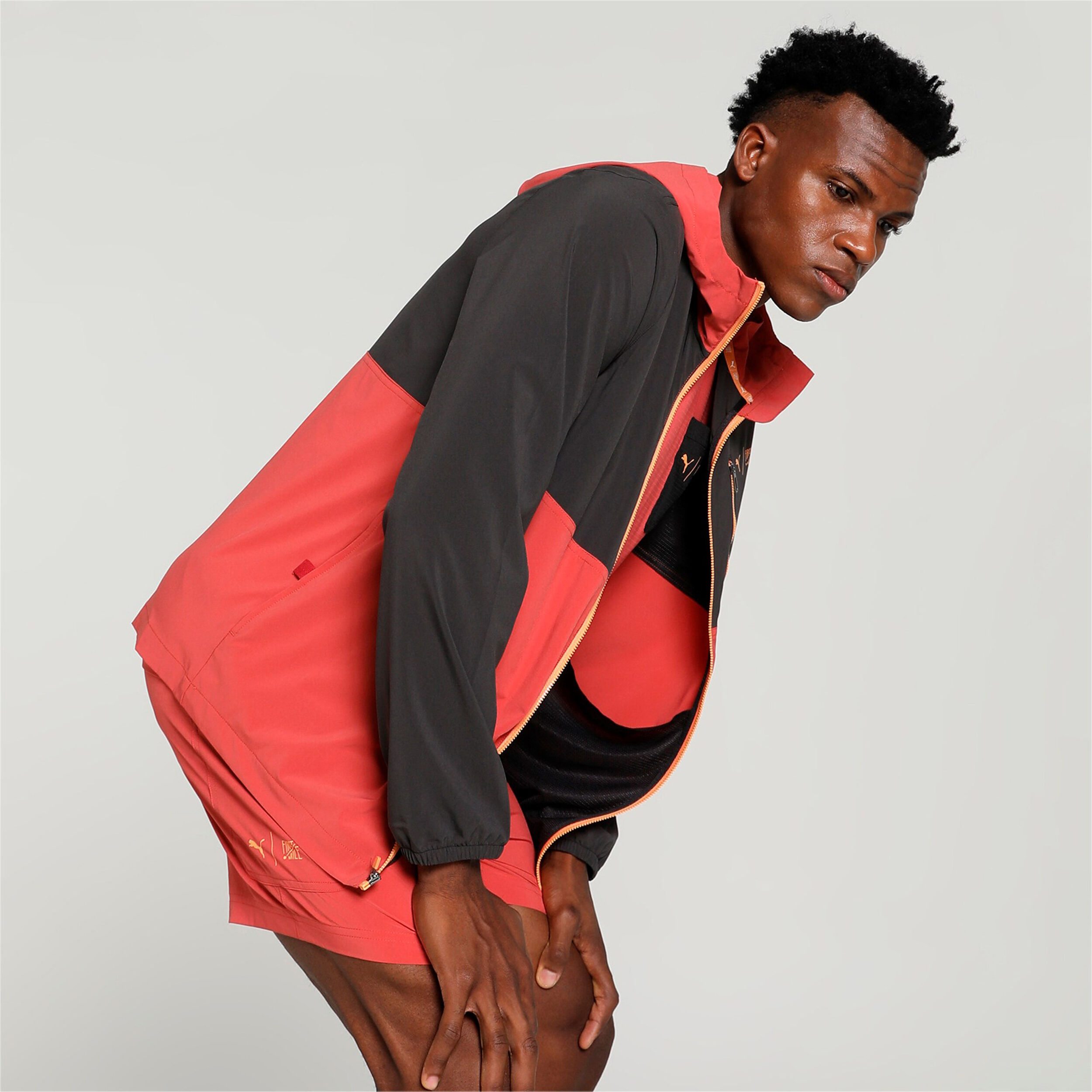 First Mile Woven Laufjacke Herren - Schwarz, Rot