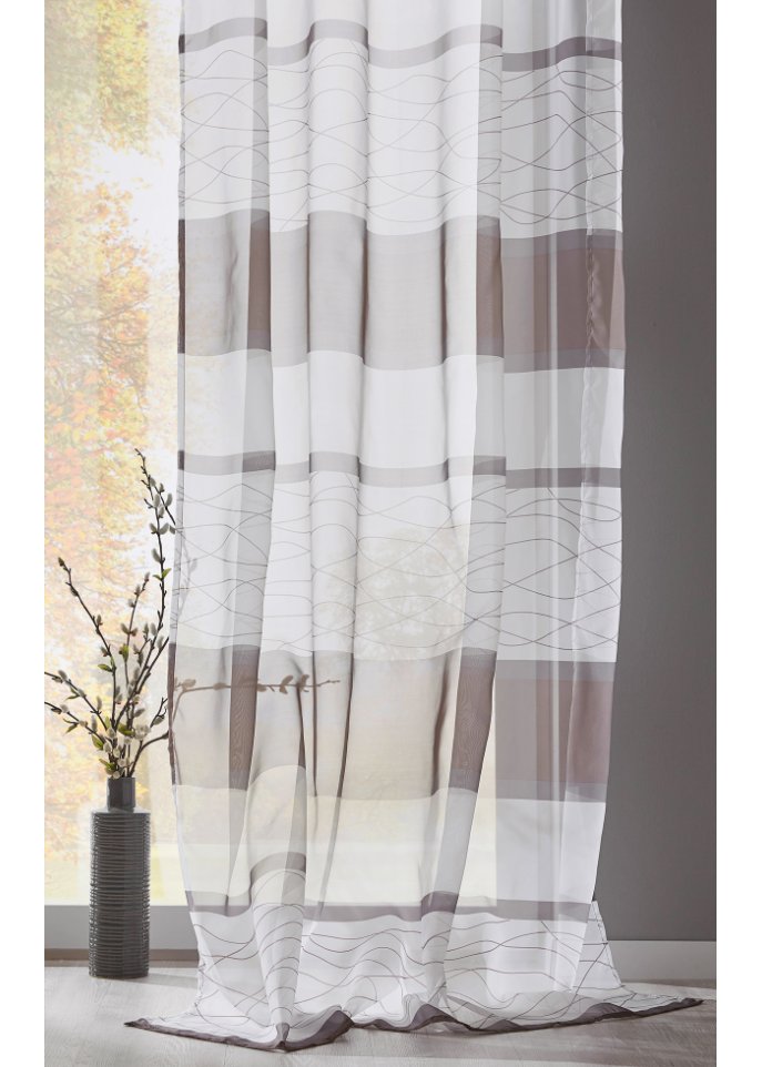 Transparente Gardine mit Querstreifen Druck (1er Pack)