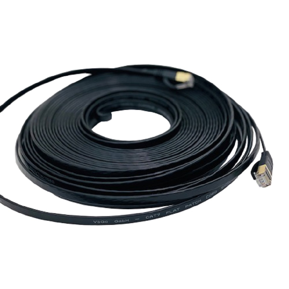 Vago-Tools CAT7 Patchkabel Netzwerkkabel schwarz 30m flach