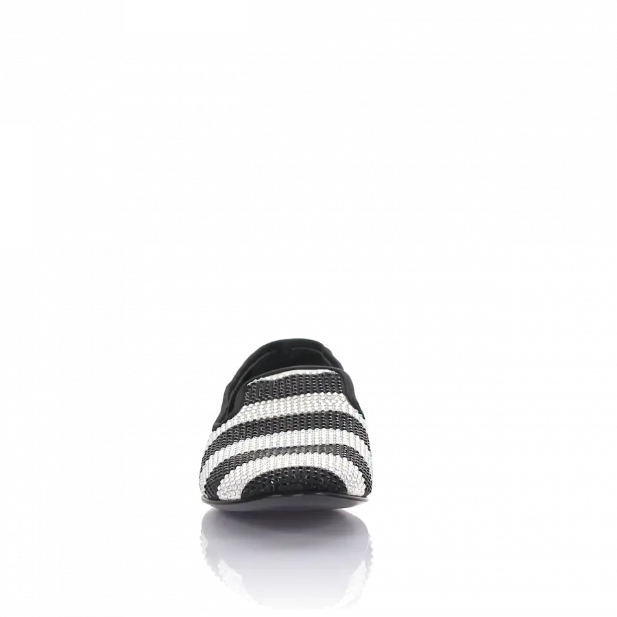 Giuseppe Zanotti - Slipper Textil Strass schwarz silber - schwarz