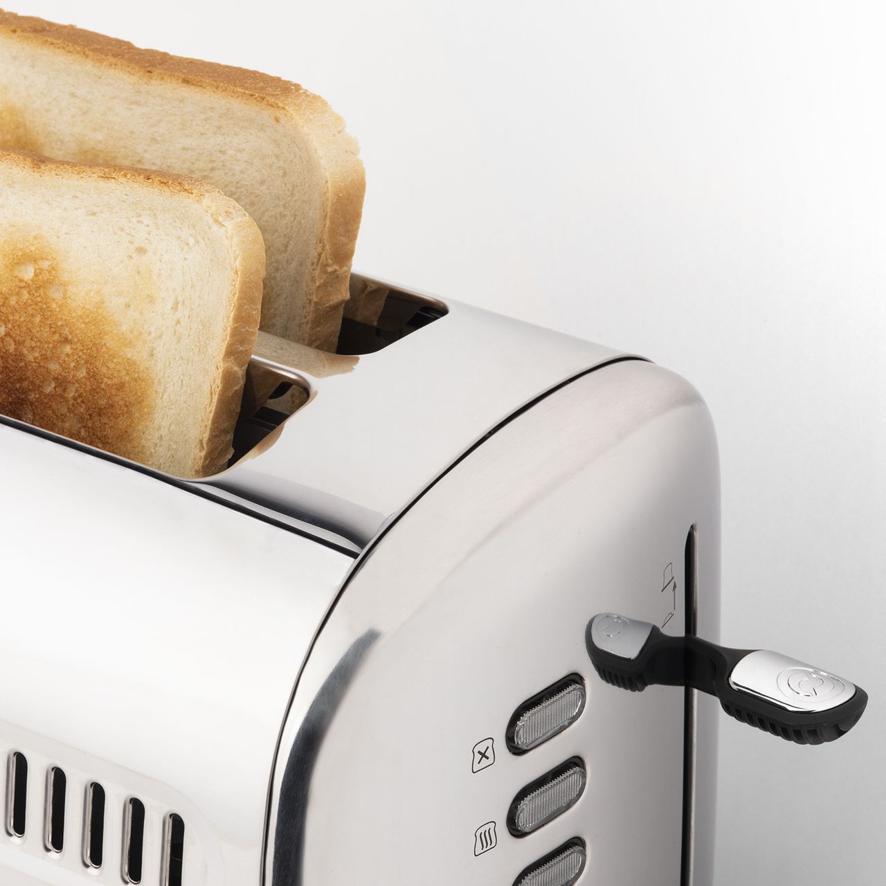 H.Koenig Toaster TOS9 / 2 Breite Schlitze 40mm / Edelstahl / Vintage / 7 Stufen Bräunung / Auftauen / Schnell gleichmäßig / Einfache Reinigung / Silber / 950W