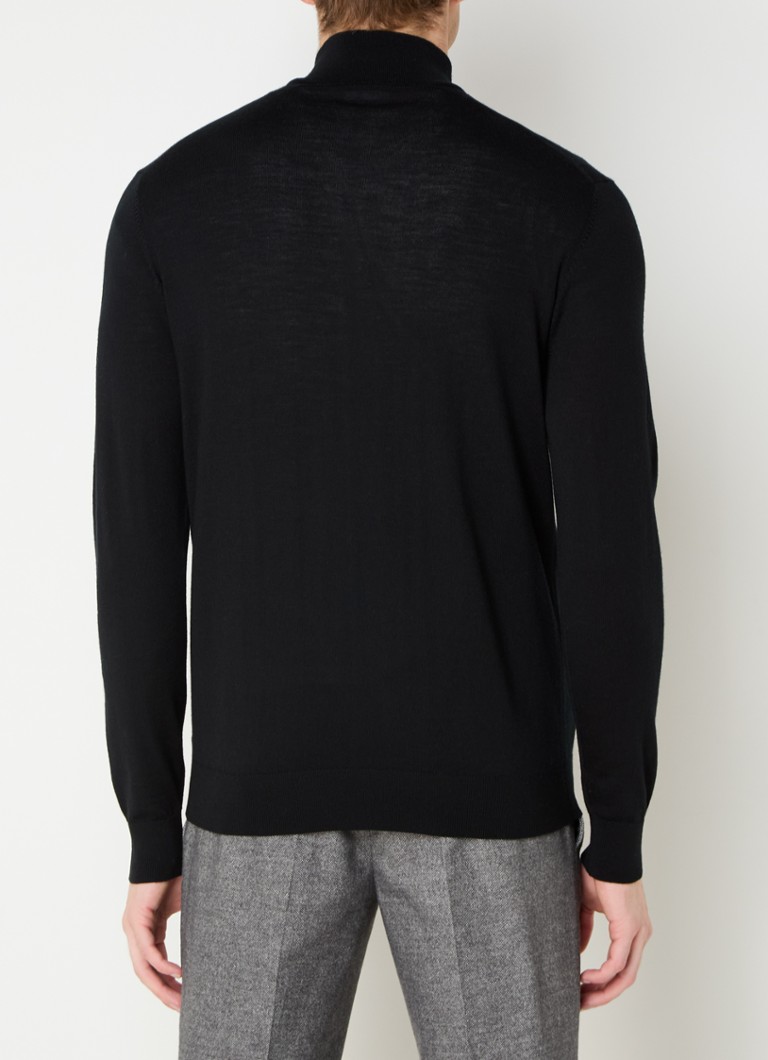 Profuomo Merino Wool Fine Knit Sweater with Half Zipper