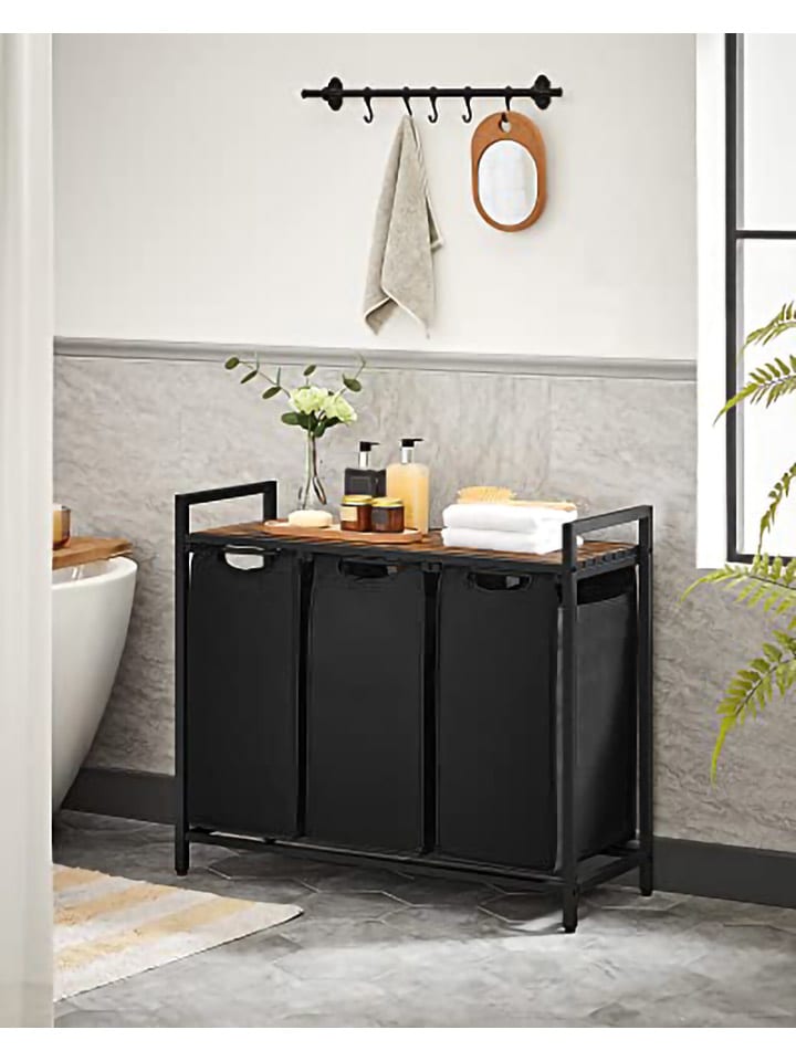 Songmics Wäschekorb in Schwarz/ Braun - (B)92,5 x (H)71 x (T)33 cm günstig kaufen onesize
