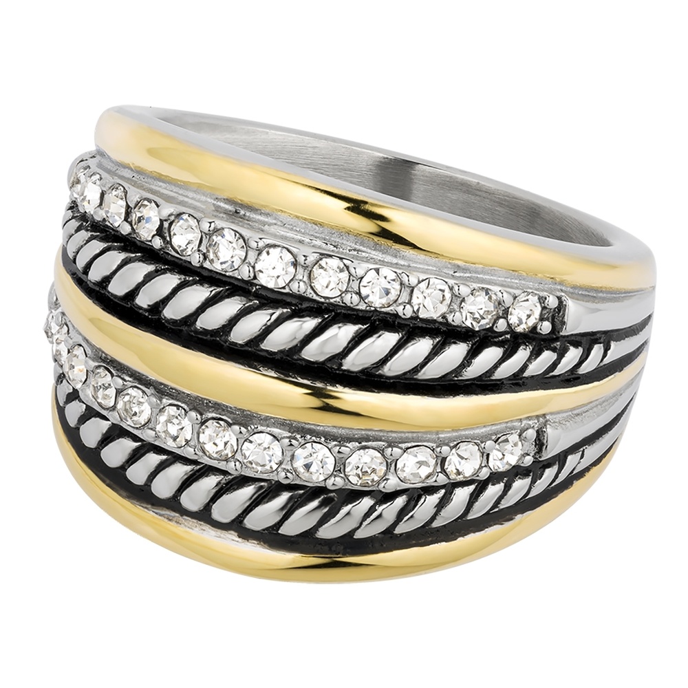 Pippa&Jean Bague en acier inoxydé Acier inoxydable Preciosa en Argent/or jaune Bague