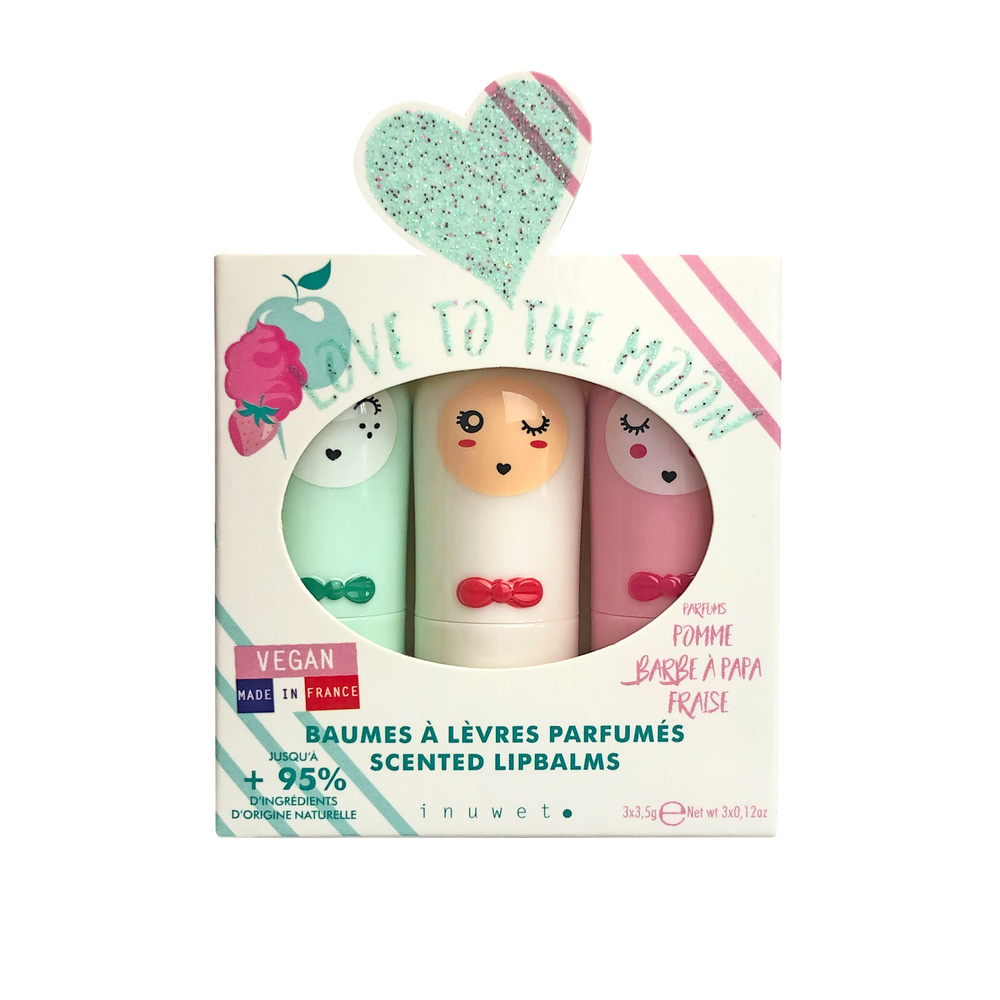 Inuwet Coffret de 3 baumes à lèvres Vegan Baumes à lèvres