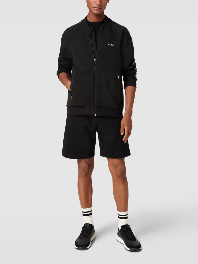 Sweatjacke mit Galonstreifen in schwarz