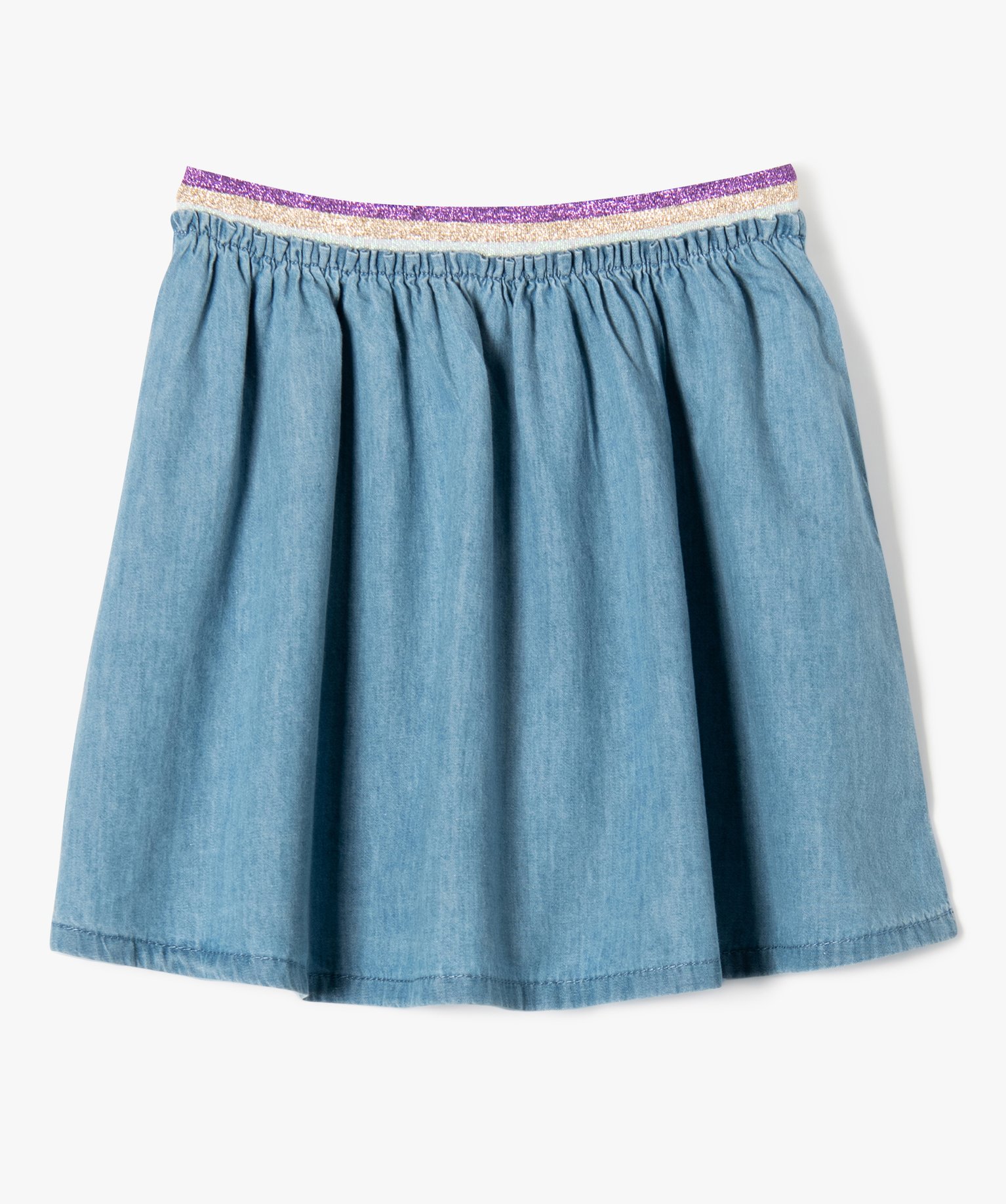Jupe en jean à ceinture élastique pailletée fille stone | GEMO