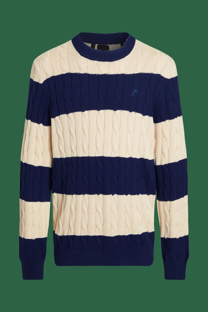 Gestreifter Zopfstrickpullover