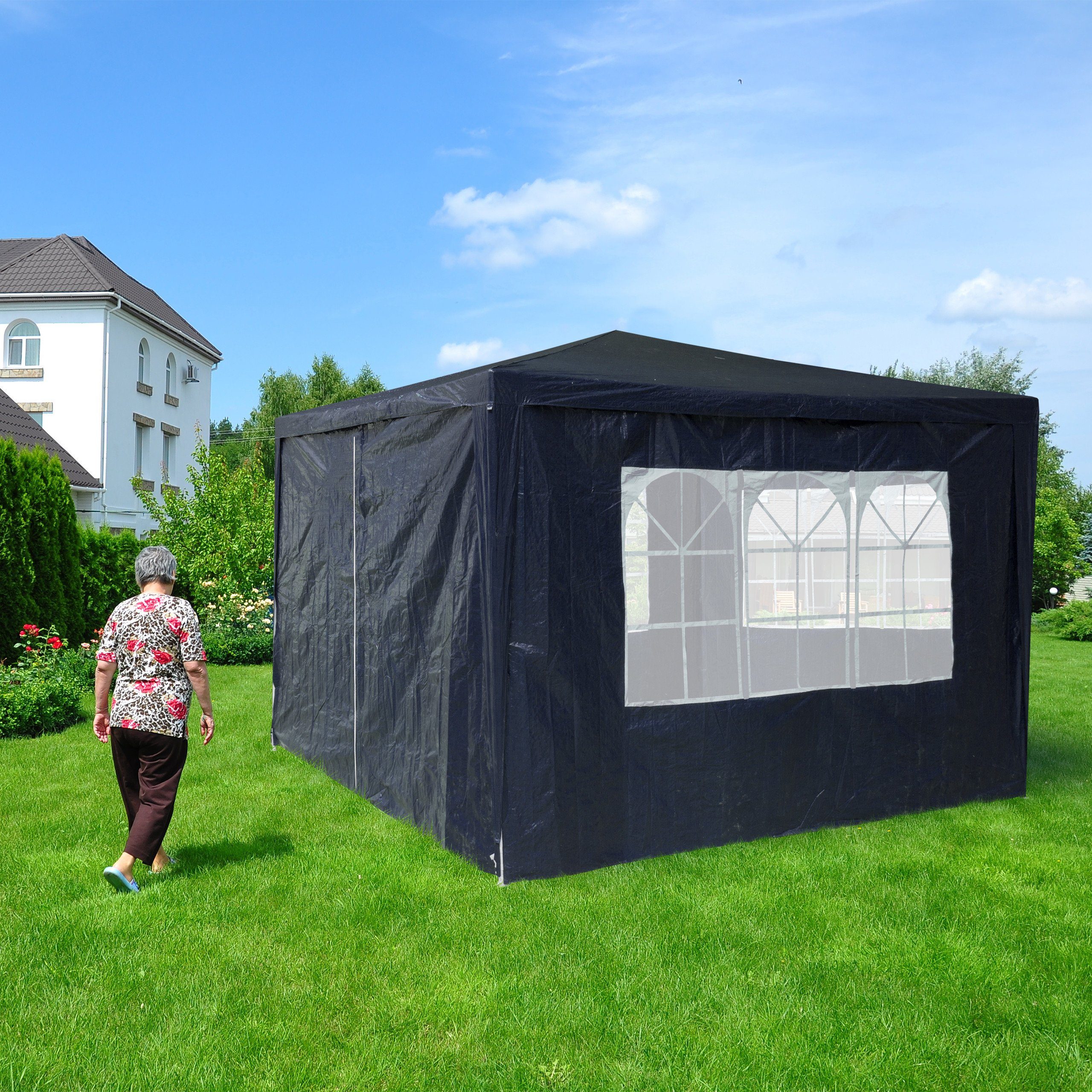 relaxdays Pavillon Blaue Pavillon Seitenwand 4er Set