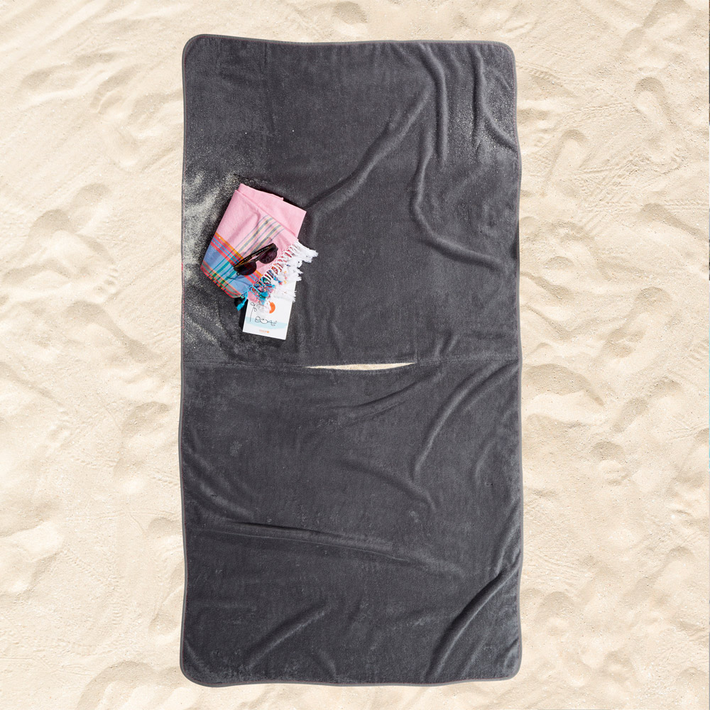 Sensino XL-Badetuch-Poncho 2in1, 100 x 200 cm, Opalgrau