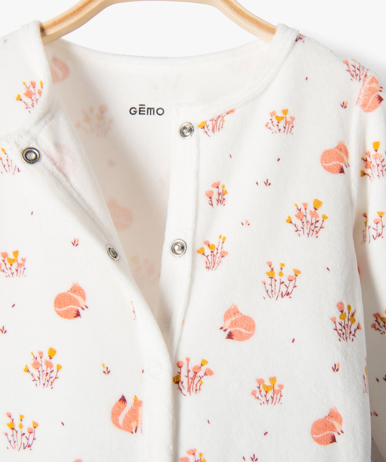 Pyjama bébé fille à motifs renards et petites fleurs beige | GEMO