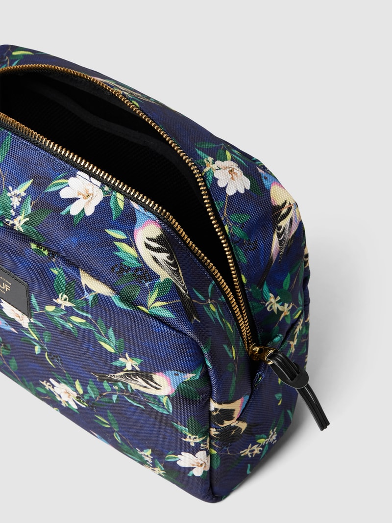 Kosmetiktasche mit Allover-Muster Modell 'Malu' in marineblau