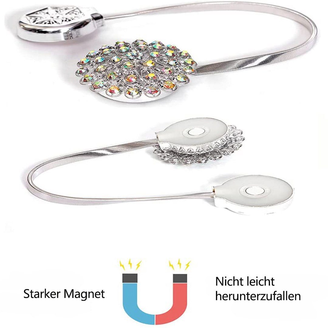 Raffhalter Magnetische Raffhalter für Vorhänge,glitzernde Kristallblumen-Vorhang, SOTOR, (1-tlg), Raffhalter mit hochelastischem Federdraht für Home Office Dekoration