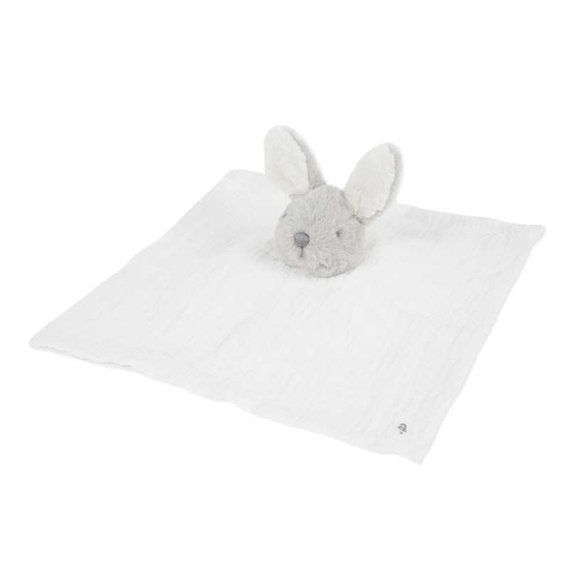 Doudou lapin en fausse fourrure et matière lange mixte Absorba