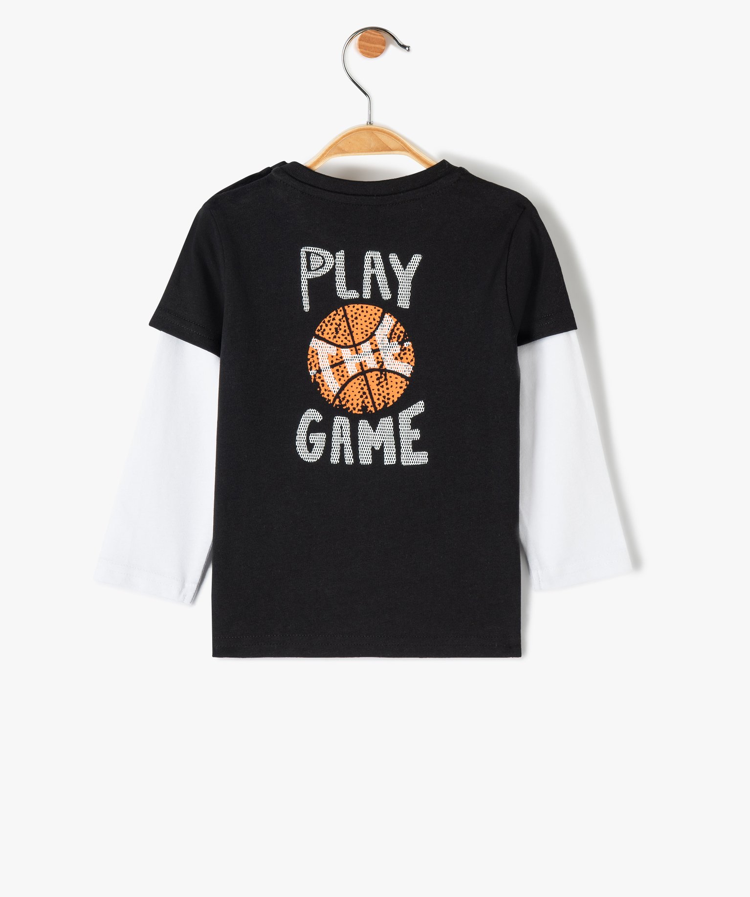 Tee-shirt bébé Garçon à manches longues effet 2 en 1 noir | GEMO