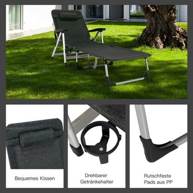 COSTWAY Gartenliege Sonnenliege, 7 einstellbaren Rücklehnpositionen, klappbar