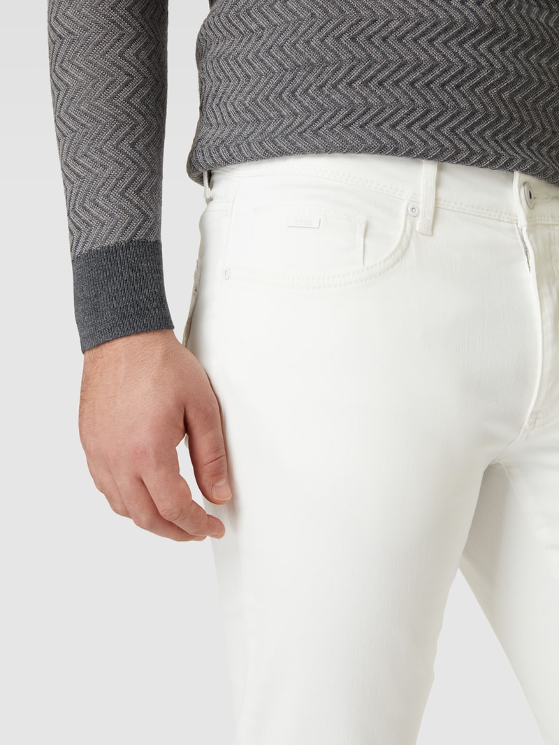 Straight Fit Jeans mit Label-Patch Modell 'Cadiz' in weiß