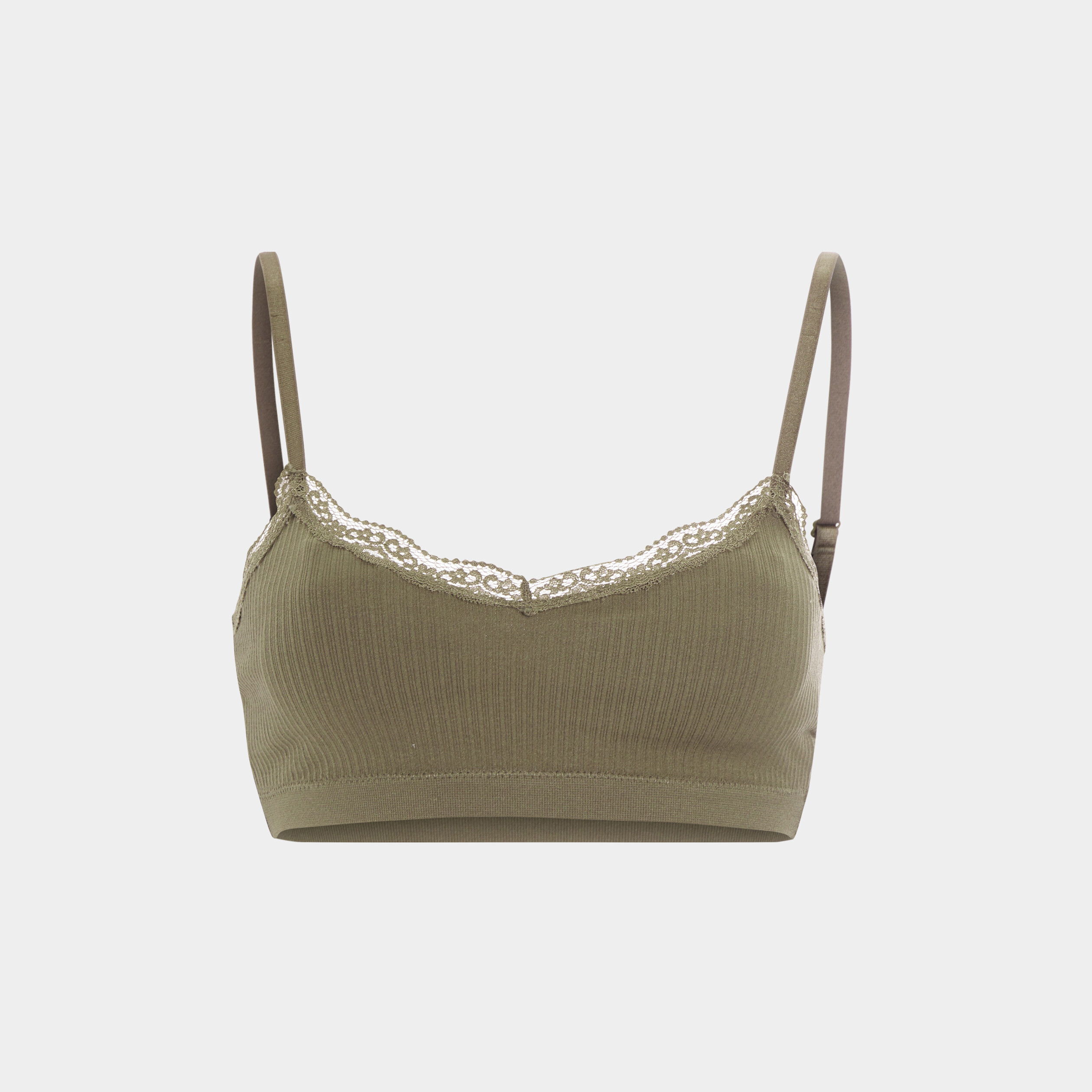 Brassière côtelé sans armature vert kaki femme | La Halle