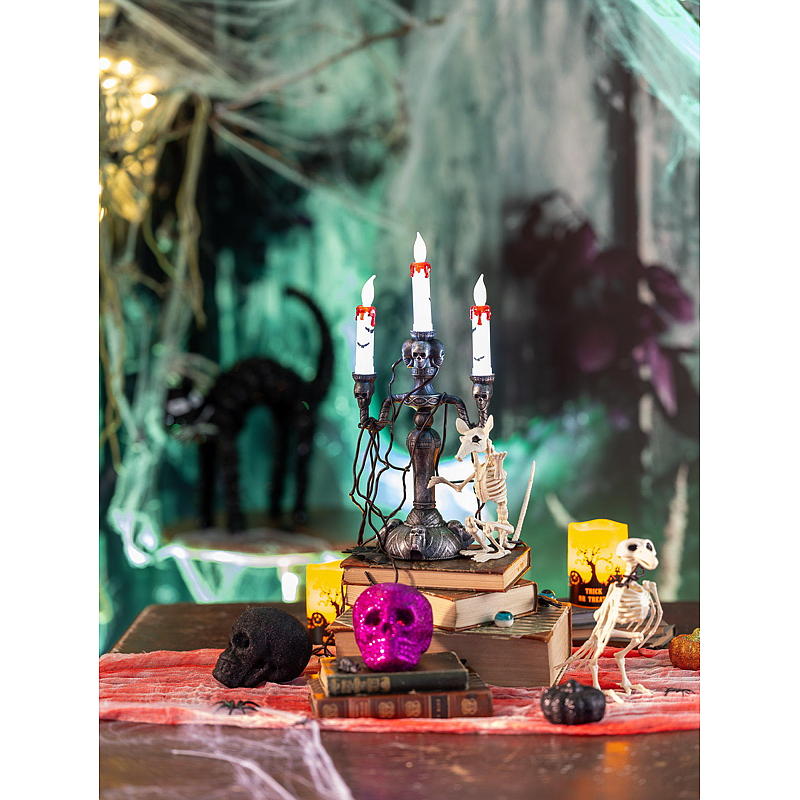 Home Lysestake sort m/3 lys Halloween