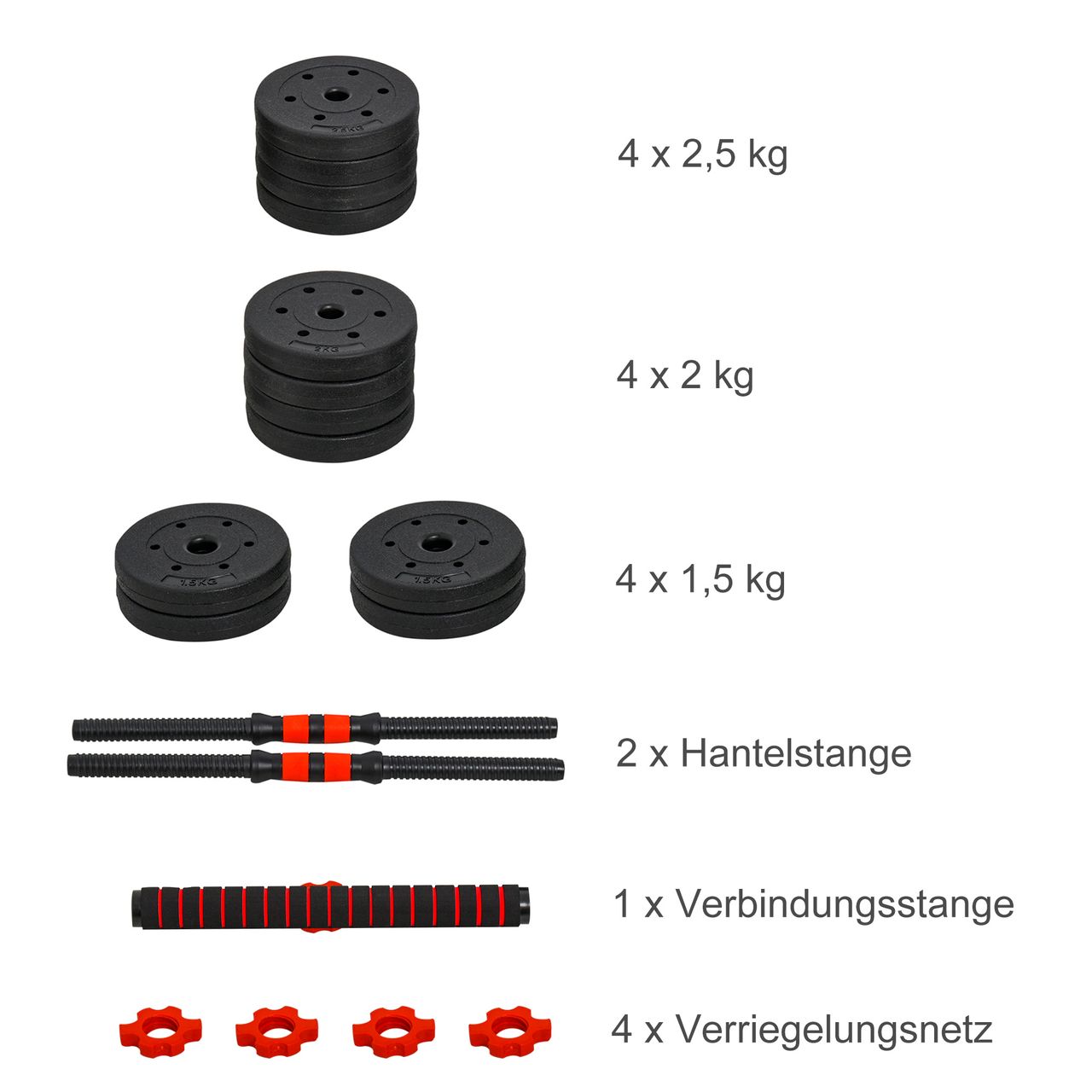 HOMCOM 2 in 1 Hanteln Set 25 kg verstellbare Kurzhantel & Langhantel